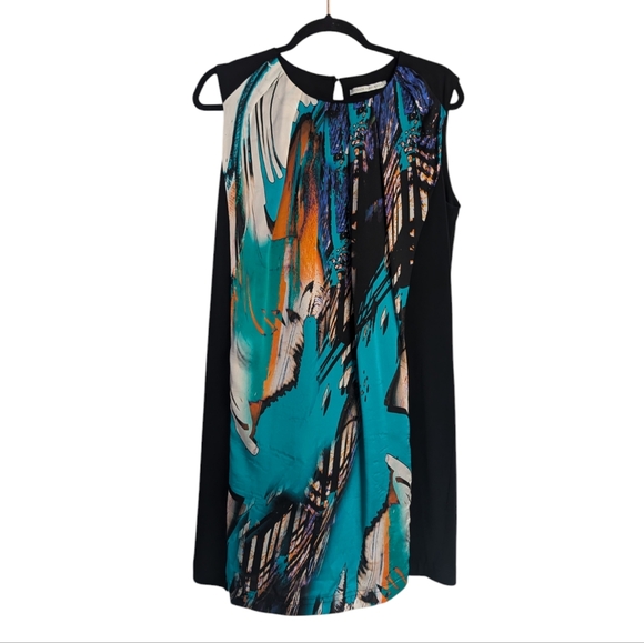 French Parisian Luxury Designer Didier Parakian Watercolor Silk Dress FR 42 - Picture 1 of 9